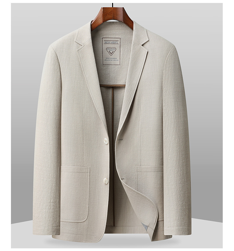 Áo vest nam cotton mỏng nhẹ mùa xuân thu, blazer công sở thoáng khí không nhăn — Màu be, Màu đen, Màu xanh lam, Màu xanh lá
