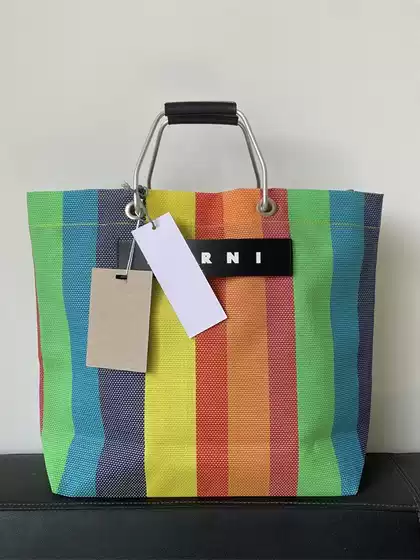 Lotte Export Japanese and Korean Style Mar Straw Woven Bag Casual Shopping Bag Tote Tote Bag Color Striped