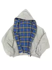 European and American Cross-Border 2025 Autumn and Winter New Amazon Fashion Hooded Zipper Plaid Stitching Reversible Sweatshirt for Men
