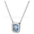 Sugar cube blue diamond necklace