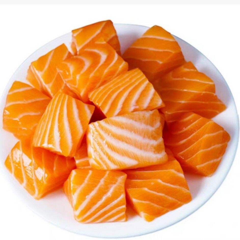 Norwegian Salmon Cubes, Chilled Salmon Middle Section, Salmon Sashimi, Atlantic Salmon, Japanese Cuisine Commercial