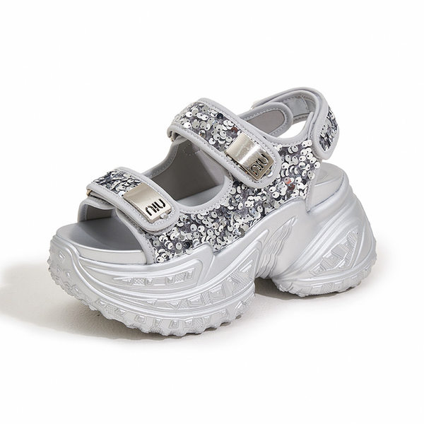 Sneaker nữ chunky đế dày phong cách thể thao mùa hè — Bạc, Đen