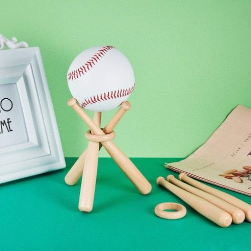 Cross-Border Spot Amazon Hot-Selling Mini Wooden Round Solid Wood Stick Plus Wooden Ring Can Be Used as a Logo Baseball Bat