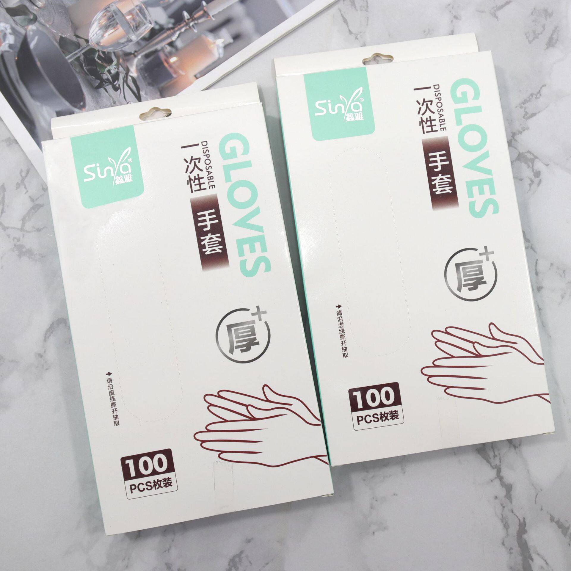 Xinya Disposable Household Gloves Thickeneded Non-slip Food Catering Baking Plastic Transparent Kitchen Gloves Hot Style