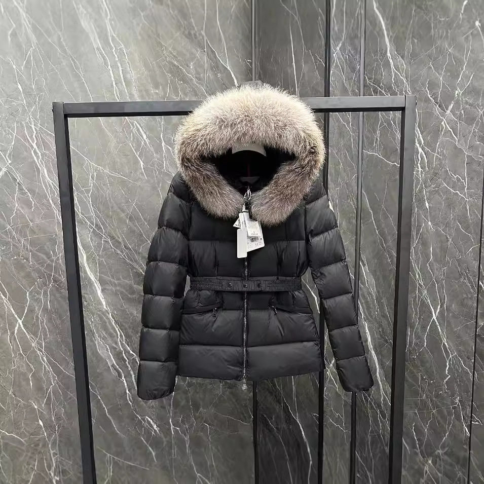 Imported Fox Fur Waist-Cinching Slim-Fit Women's down Jacket Coat