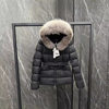 Imported Fox Fur Waist-Cinching Slim-Fit Women's down Jacket Coat