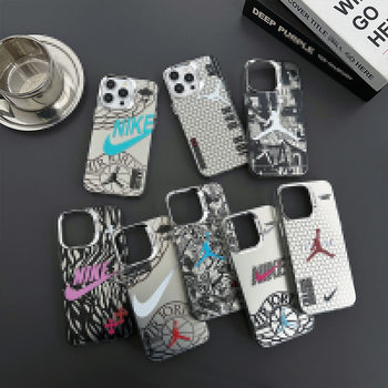 iPhone14ProMax fashion brand AJ Apple 16Pro phone case 14Pro color silver case 15ProMax protective case