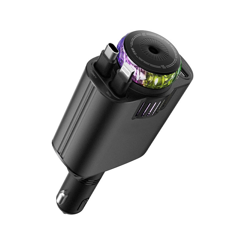 Car charger PD flash charging telescopic line fast charging cigarette lighter cross-border aromatherapy spray atmosphere light D1 cross-border