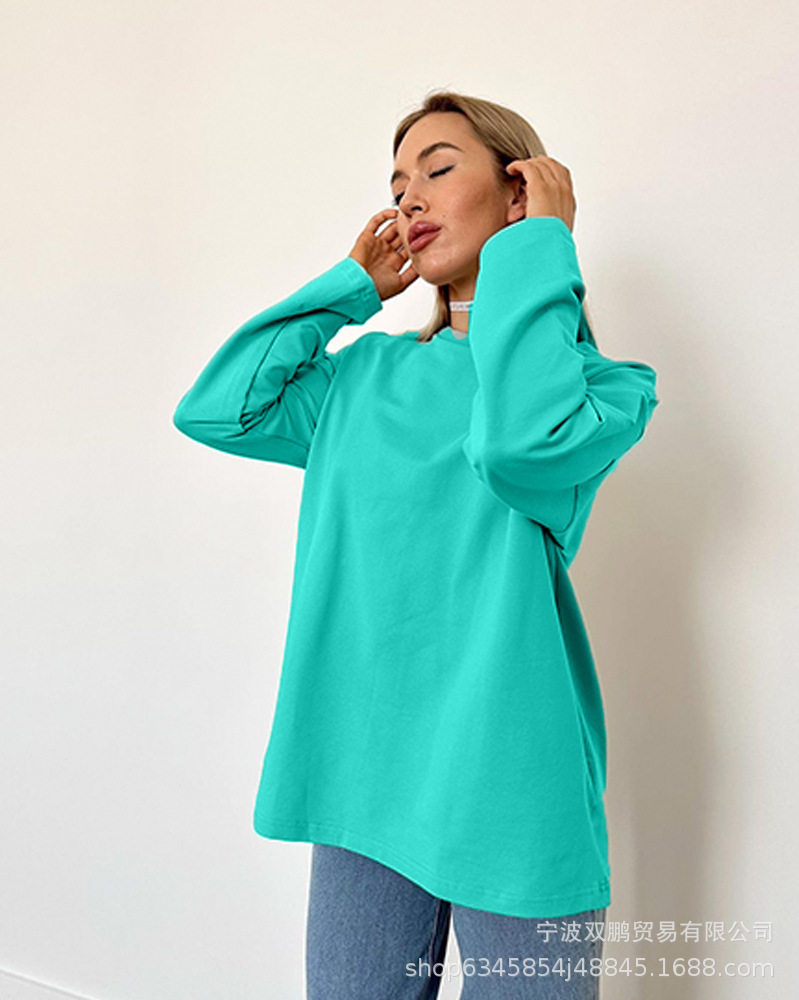Womens Long Sleeve T Shirt Solid Color Loose Fit Casual Style 100 Cotton Spring Fall Wear Wholesale Available