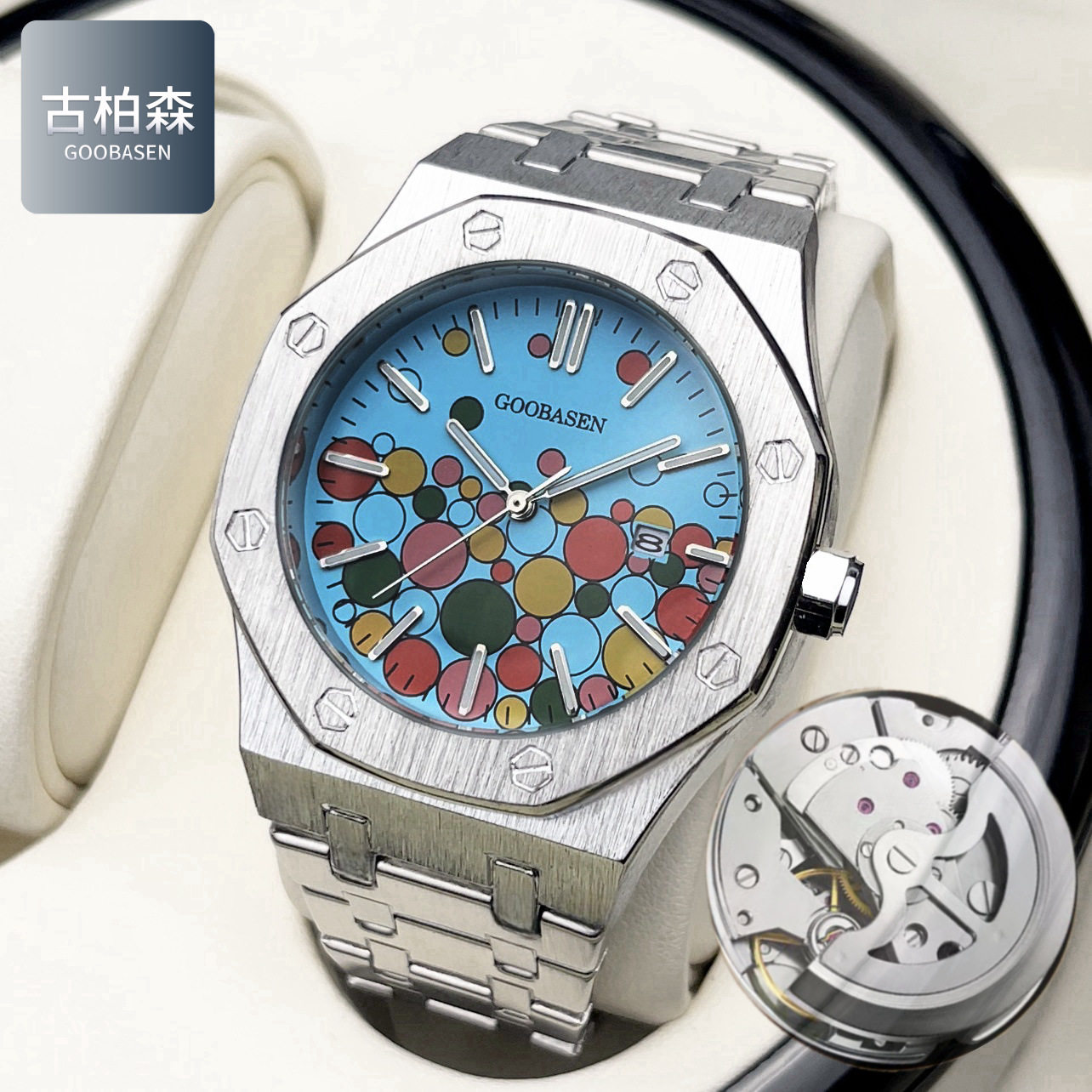 Guberson Candy Perpetual Mechanical Watch Men's Waterproof Luminous Calendar Popular Model Wholesale Large Dial