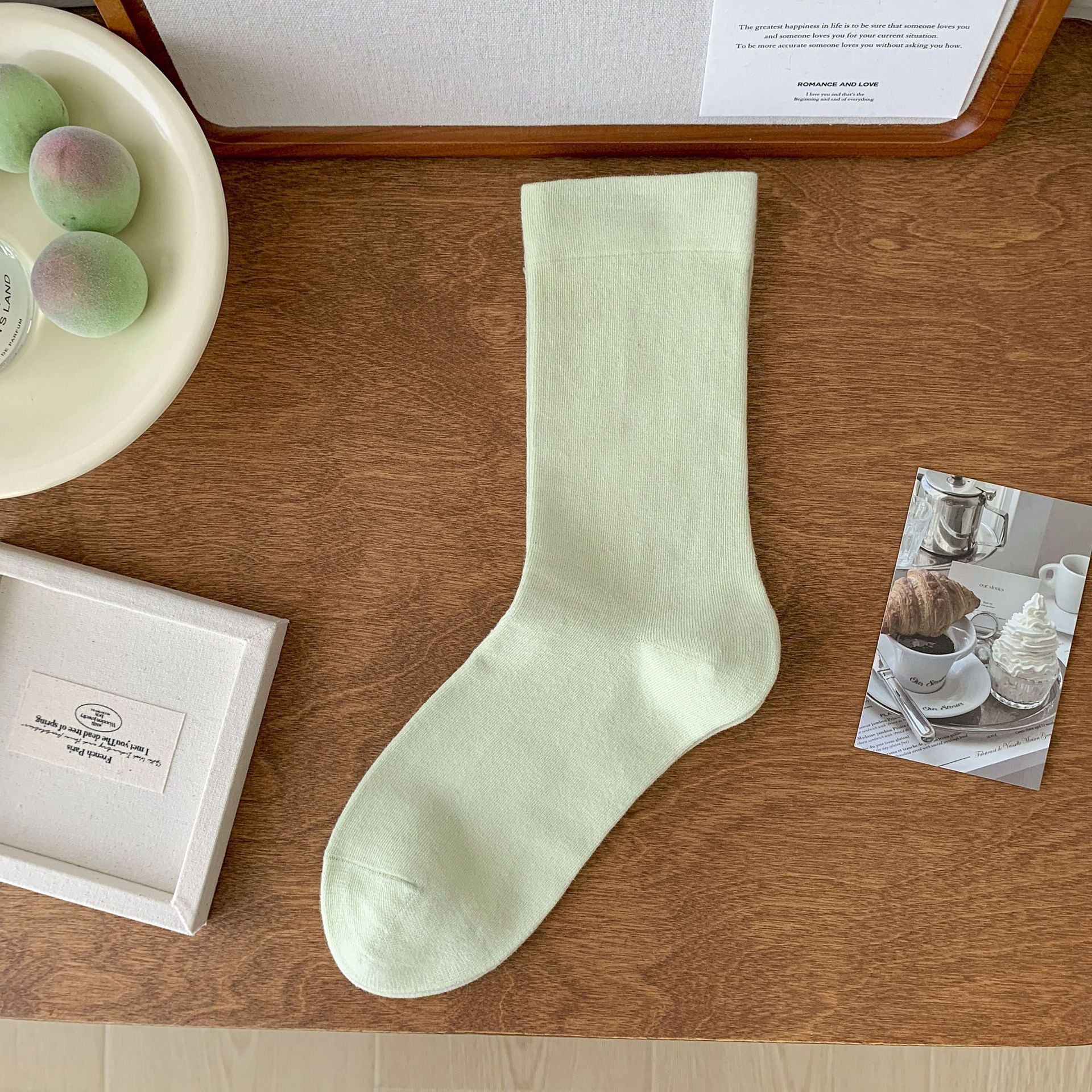 白色堆堆袜子女中筒袜纯棉ins潮月子袜全棉松口袜日系无骨长筒袜