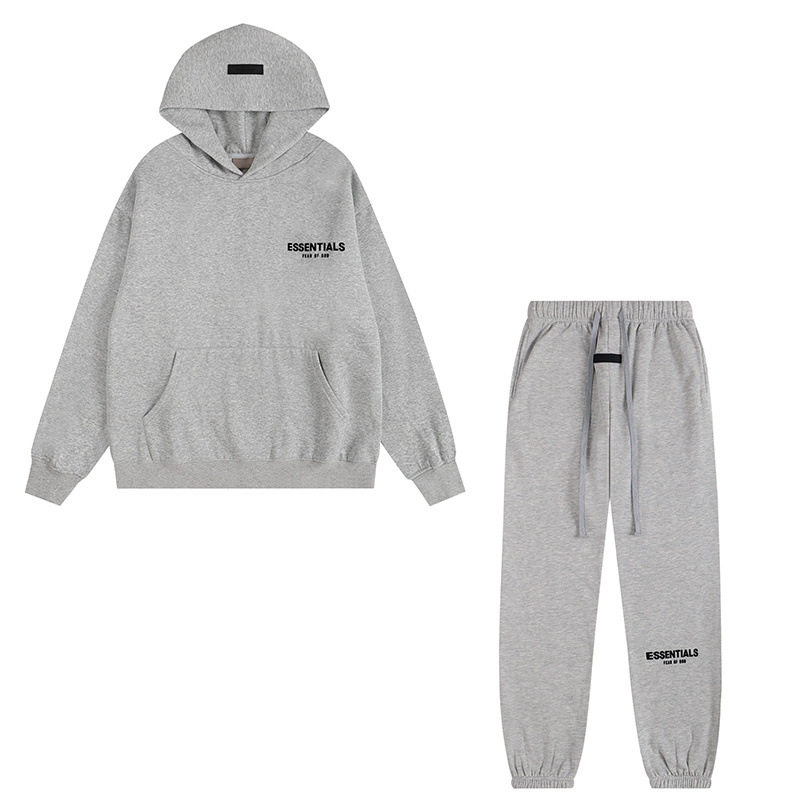 新款FEAR OF GOD ESSENTIALS植绒字母男女休闲宽松加绒连帽卫衣潮