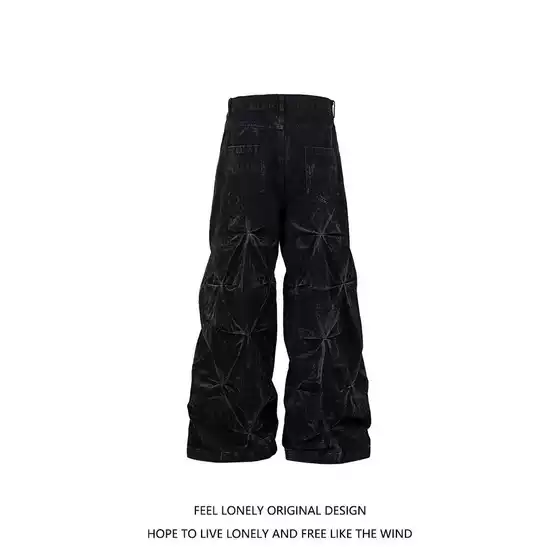 Spring/Summer 2025 American Style Retro Niche Pleated Design Sense Trendy Brand Loose Premium Sense Couple Jeans 2025
