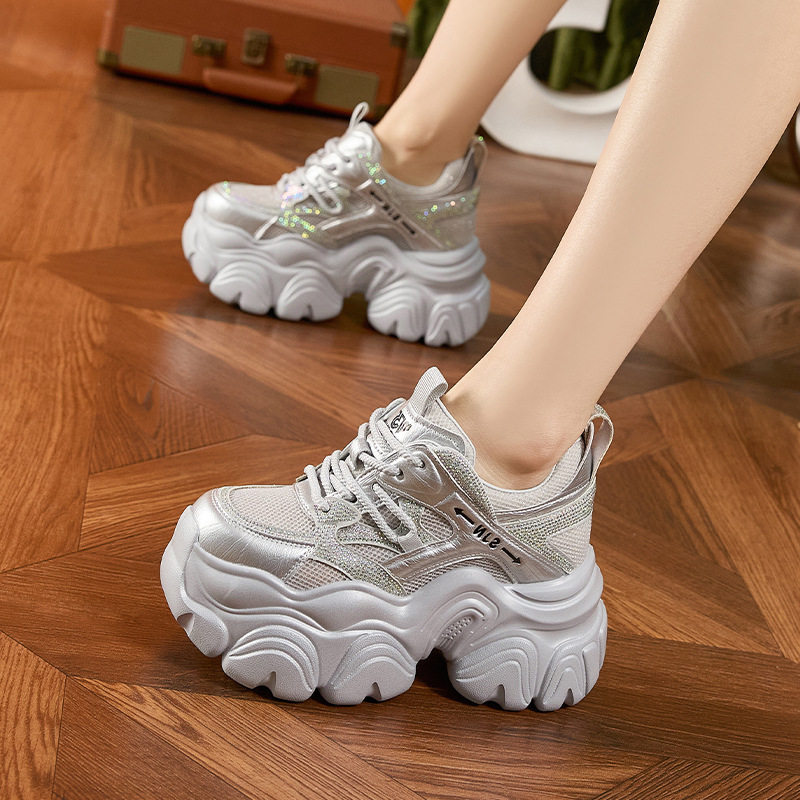 Sandal cao gót nữ hở mũi đế dày 10 cm phong cách mới hè 2025 — Trắng, Bạc