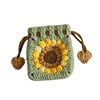 Sweet sunflower hand-woven mini drawstring bag snow five wool crocheted earphone case sunflower coin purse
