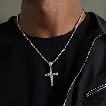 European and American Cross-Border Hip-Hop Diamond Cross Titanium Steel Necklace Jewelry for Men Hiphop Simple High-End Sweater Chain for Women