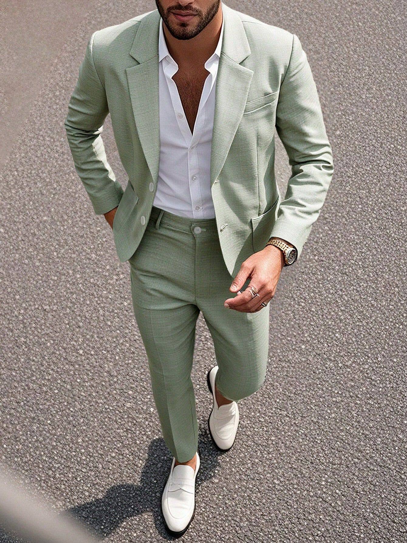 2026春夏跨境欧美西服套装男装纯色气质宴会礼服轻商务西装250603