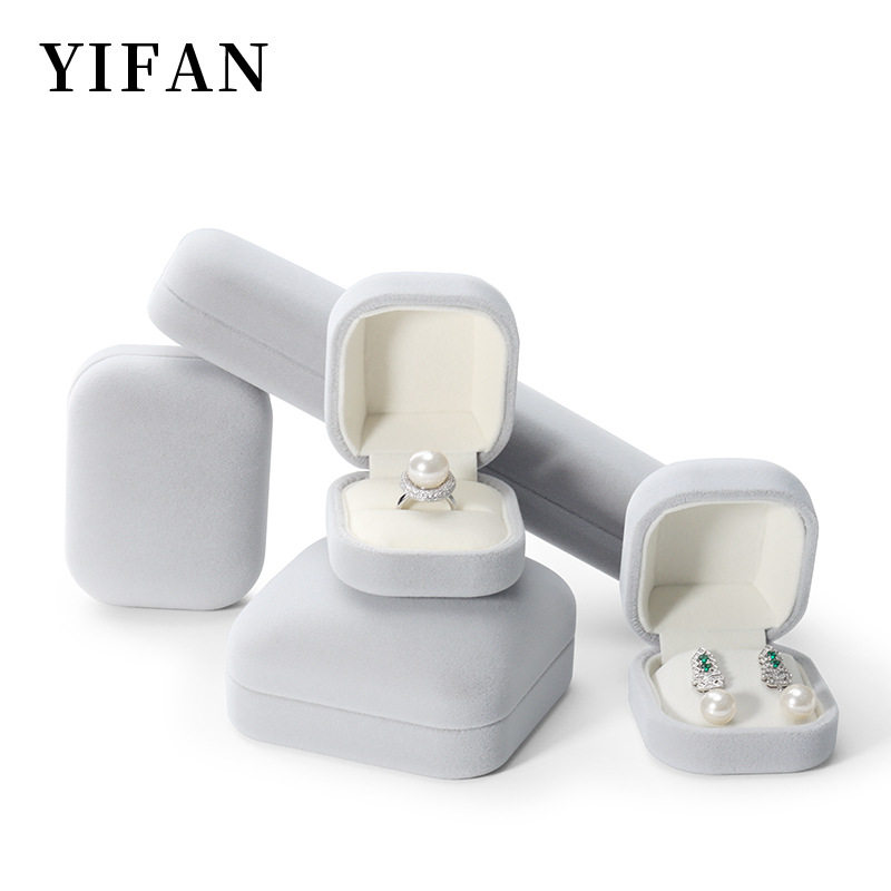 Round Corner flannel jewelry ring ear stud box wholesale pendant jewelry packaging box jewelry bracelet necklace storage packaging