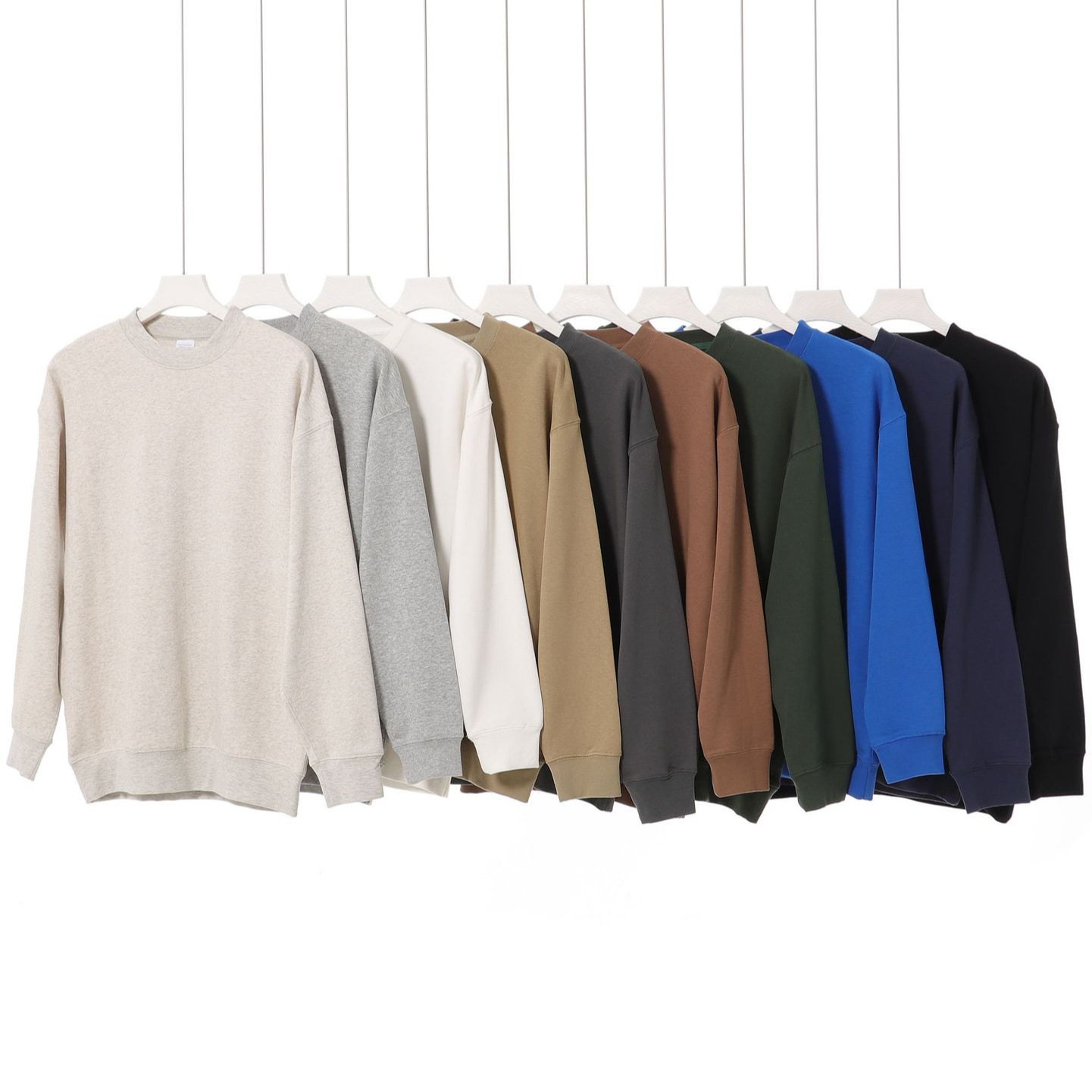 Retro Earth สี 370G Heavy TERRY เสื้อสำหรับชายฤดูใบไม้ร่วงแฟ...