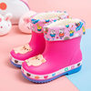 Taobao explosions pig cartoon children's rain shoes boys and girls baby waterproof velvet warm rain shoes cross border