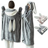 Amazon Shawl Blanket Wearable Cloak Blanket with Hooded Cute Rabbit Ear Bed Blanket Winter Adult Warm Blanket