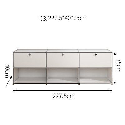 白い三組のキャビネットc 3項