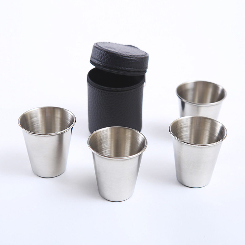 304 Stainless Steel Wine Glass Set Outdoor Portable Small Wine Glass Set Travel Picnic Thickeneded Wine Glass 30ml Wholesale