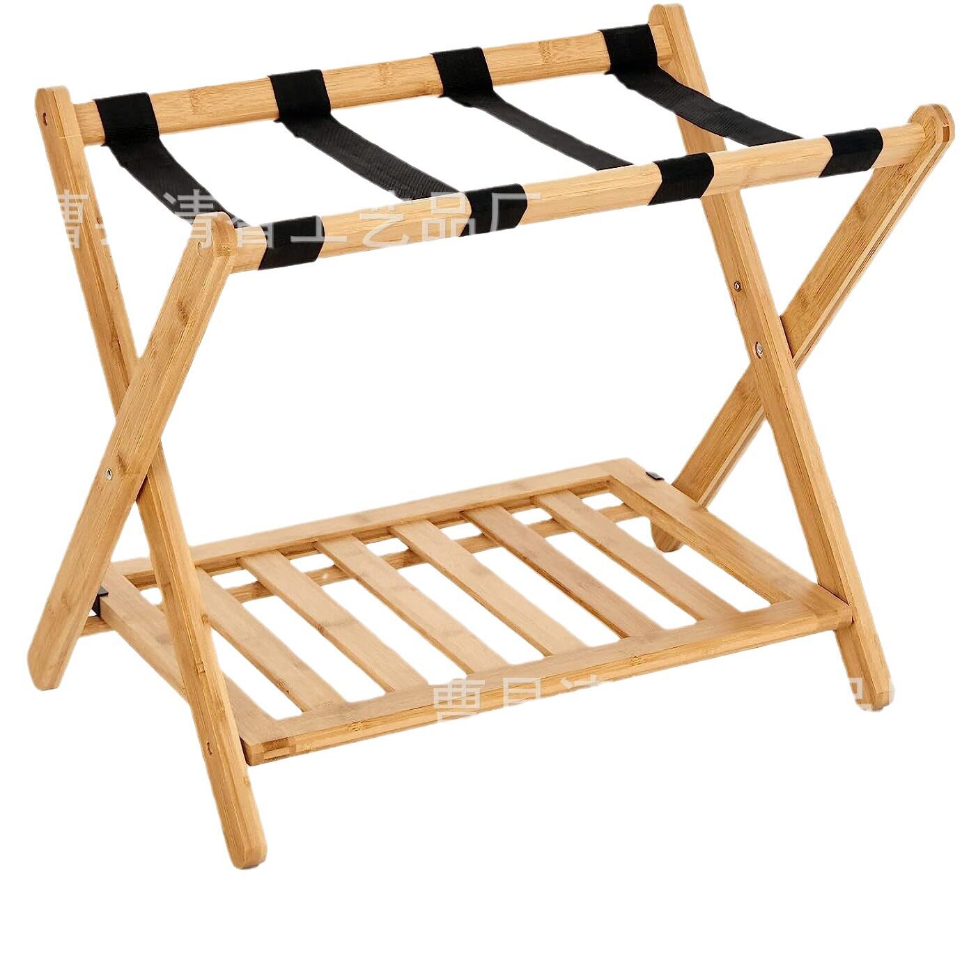 Spot Wooden Luggage Storage Rack Hotel Bedroom Double-Layer Foldable Luggage Rack Floor-to-Floor Suitcase Bracket