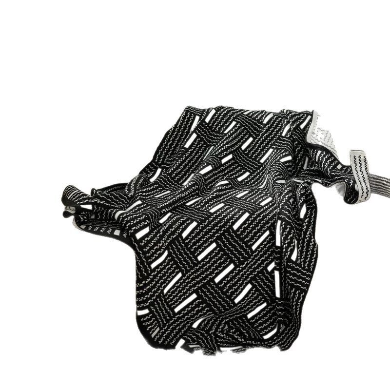 Vintage Black and White Woven High-end Sofa Blanket Office Nap Blanket Blanket Knitted Blanket Air-conditioning Quilting