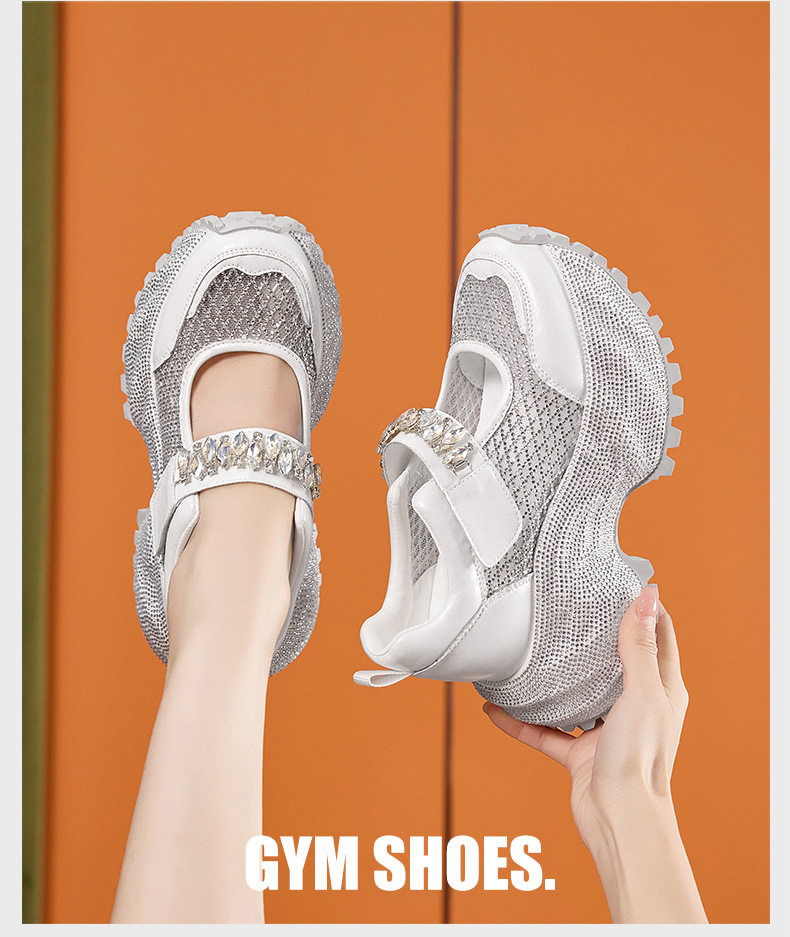 Sandal cao gót nữ hở mũi quai ngang đính đá gót siêu cao 10 cm — Bạc, Đen, Trắng chi tiết 11