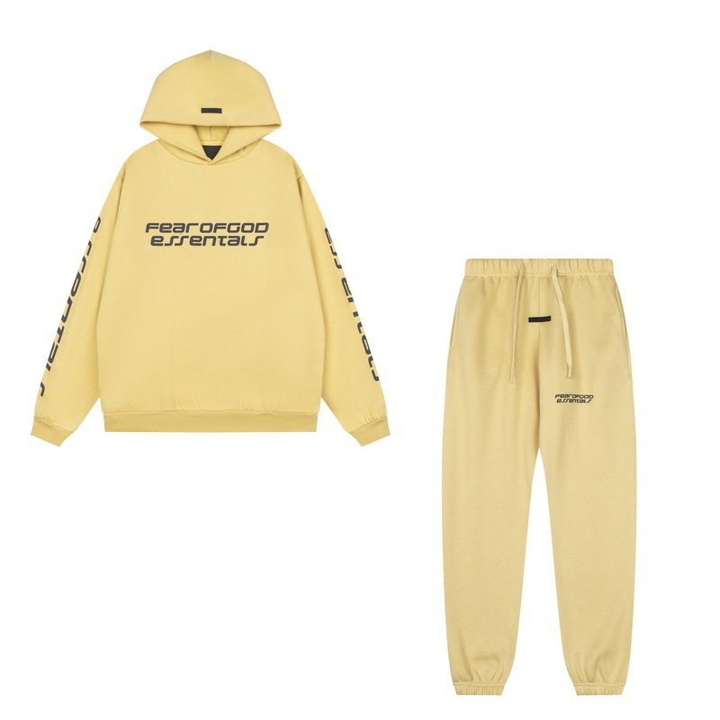 新款FEAR OF GOD ESSENTIALS植绒字母男女休闲宽松加绒连帽卫衣潮