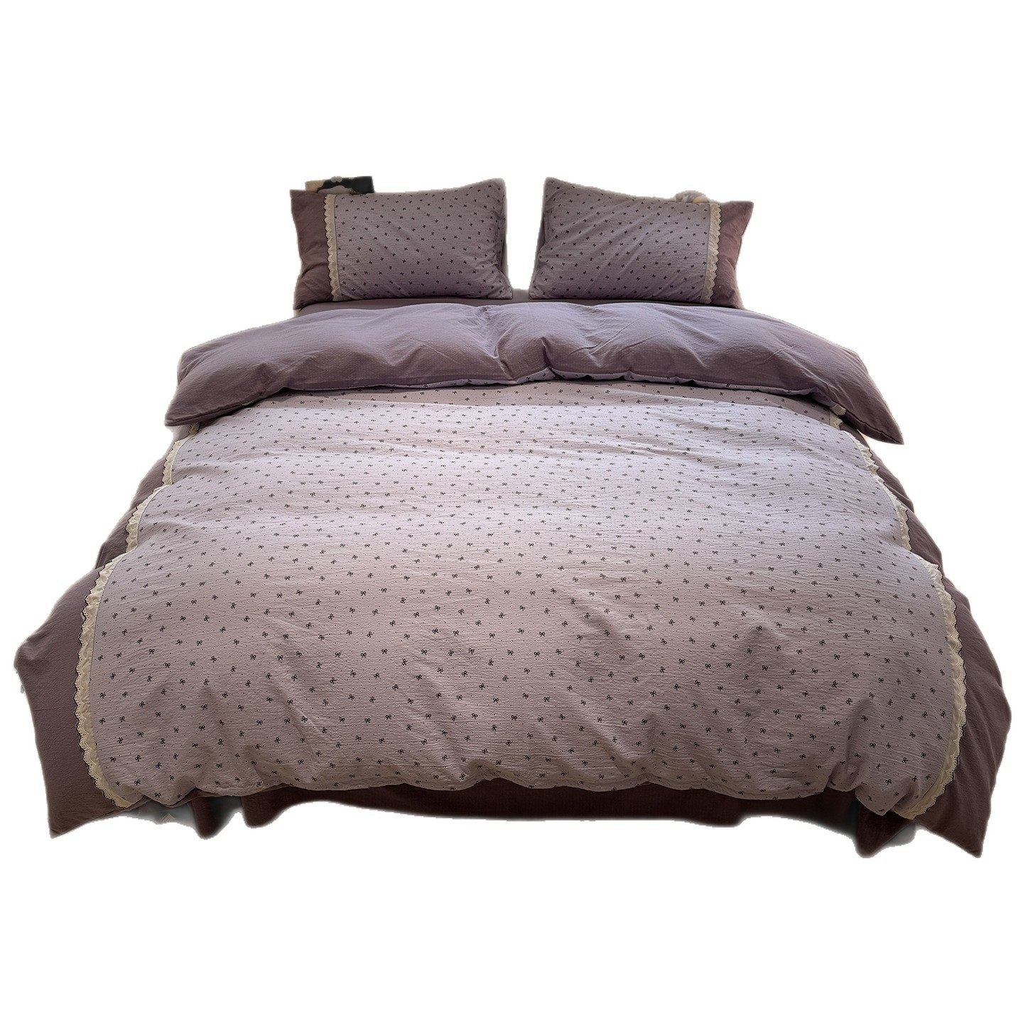 All-Cotton Lace Four-Piece Set Ins Naked Sleeping Quilt Cover Korean Style Princess Style Pure Cotton Bed Bed Sheets Three-Piece Set Live Broadcast Hot Style