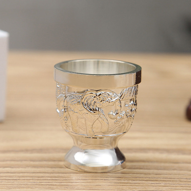 Vintage Home White Wine Cup Creative Small Cup Antique Spirits Cup High-grade One-piece Cup Antique Generation Copper Wine Cup Ornaments