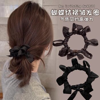 South Korea Dongdaemun Same Style Bow Hair Rope Women's 2025 New Style Ball Hair Ring Tie Hair Rope Rubber Tendon Headwear
