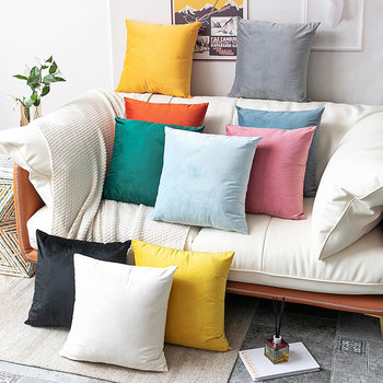 Scandinavian Simple Accessible Luxury Pure Colorful Thickeneded Dutch Velvet Sofa Pillow Colorfulful Candy Pillow Bedroom Bedside Cushion Cover