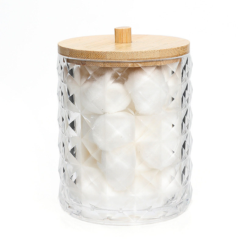 New creative diamond pattern cotton storage box multi-purpose desktop finishing box with lid cylindrical wooden lid storage box
