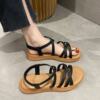 Sandals for Women 2024 New Summer Versatile Flats Fairy Style Student Casual Retro Roman Popular Sandals Ins Trend
