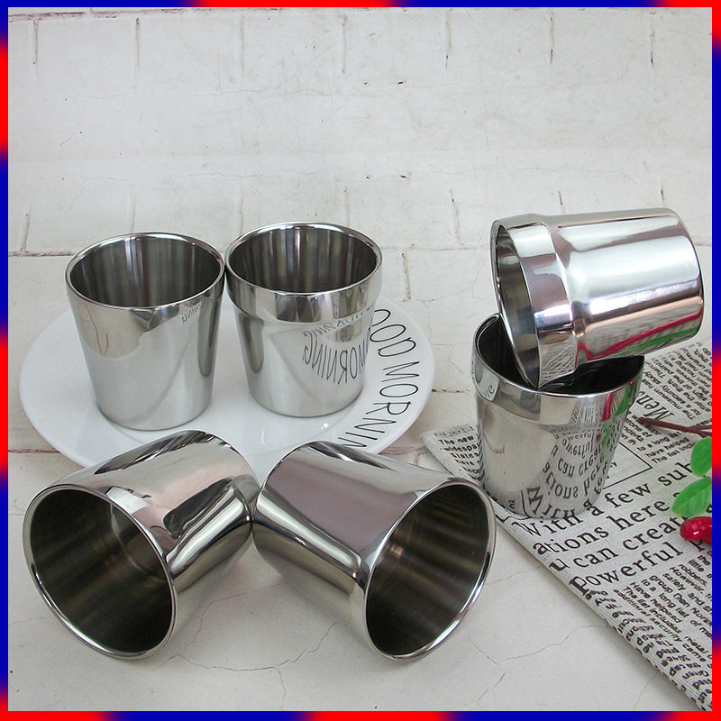 Korean-style Stainless Steel Double-layer Portable Water Cup Beer Cup Home Commercial Cup Beverage Cup Restaurant Catering Bar Cup