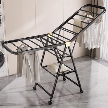 Household Floor-Standing Clothes Drying Rack Wing-Shaped Clothes Hanger Indoor Cross-Border Wheeled Clothes Drying Rack Foldableing Clothes Hanging Rod Quilt Artifact