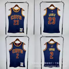 Wholesale Heat-Pressed MN Retro Cavaliers #23 James Jersey 2 Irving 2016 Navy Blue Mesh Basketball Uniform