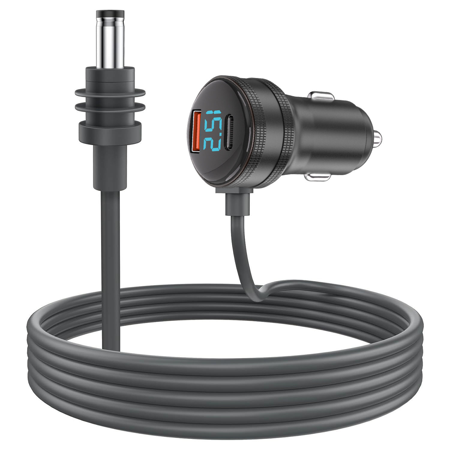 Amazon's Popular Digital Display Car Charger Three-In-One Fourth Generation Mi Mini Ni Car Charger Dc Waterproof Car Charger