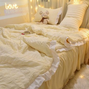 Princess wind summer cool quilt bed skirt summer quilt four-piece student dormitory single thin quilt air conditioning quilt three-piece factory