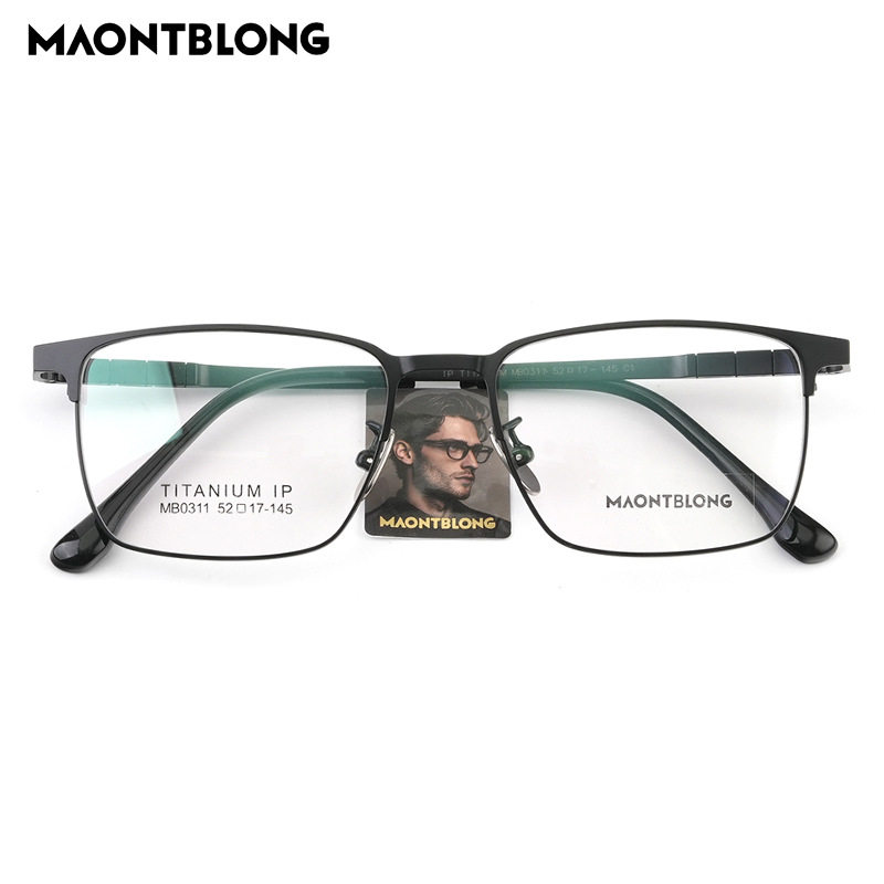 Maontblong High Quality Titanium Frame Glasses Frame Men Pure Titanium Great Wall Leg Business Full Frame Glasses Frame Ip Plating