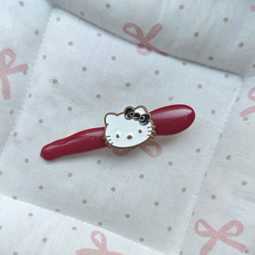 红色蝴蝶结猫咪发夹可爱甜美少女心侧边刘海夹高颜值碎发卡发饰女
