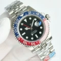 Five beads with red and blue circle and black surface