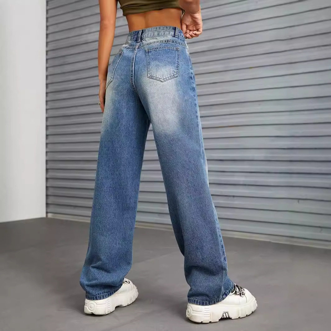 Wide Leg High Waisted Jeans Flattering Fit Floor Length Casual Style Wholesale Available factory direct