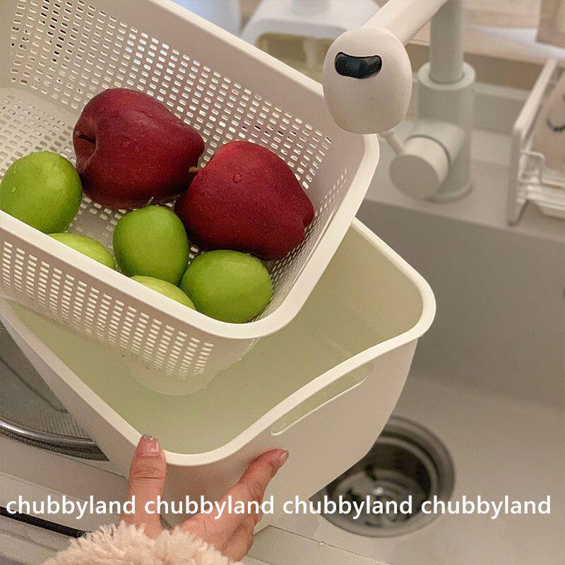 Double-Layer Plastic Kitchen Sink Strainer Basket for Washing Vegetables and Fruits, Household Fruit Tray