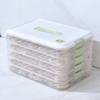 Dumpling Storage Box Household Food-Grade Frozen Special Dumpling and Wonton Box Transparent Kitchen Refrigerator Storage Box with Lid