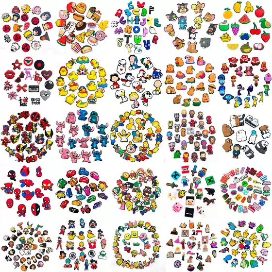 56 sets of popular fashion brand cartoon smart star hole shoes shoes flower DIY soft rubber hole shoes accessories removable