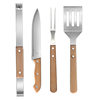 BBQ Tools Set 4 Pieces Wooden Handle Cross Border Stainless Steel Cloth Bag Outdoor Home Picnic Fork Shovel Clip Knife BBQ Baking Tool